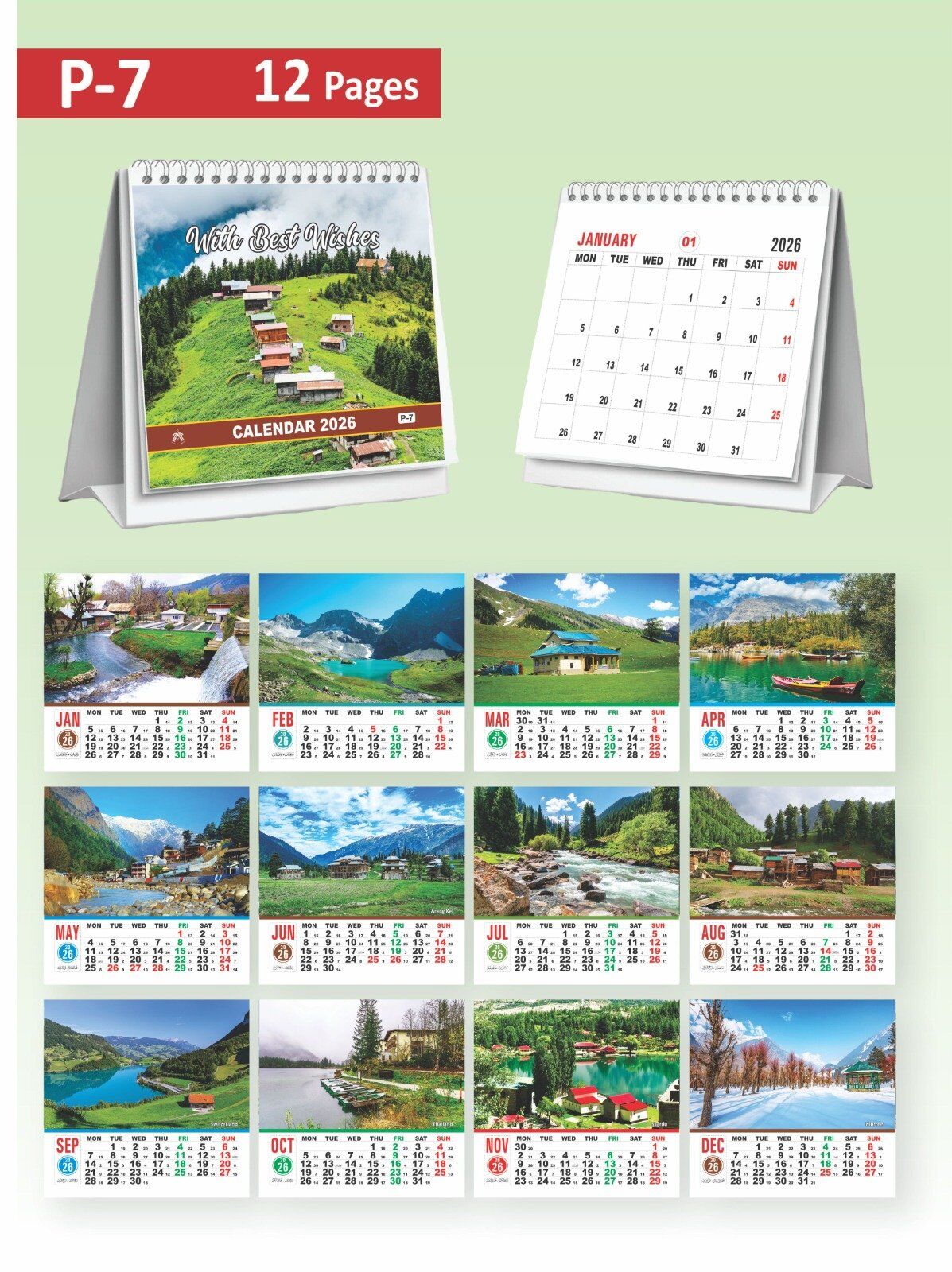Art Card Table Calendar – 11 × 28 Inches - Image 6