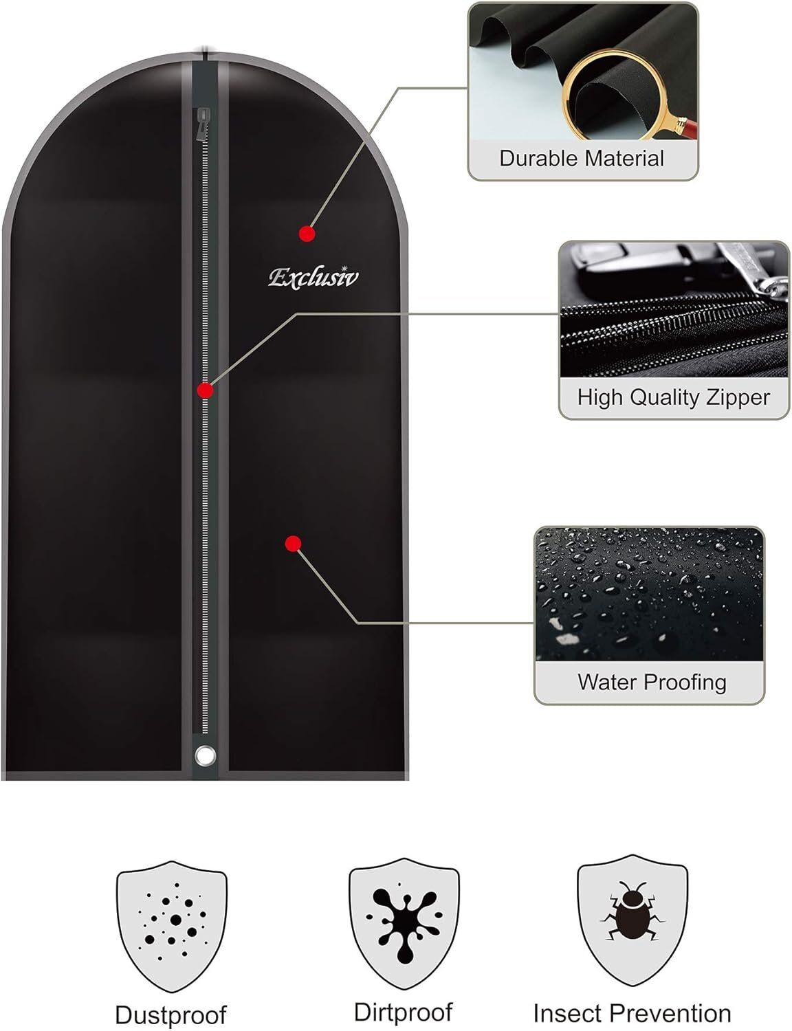 Travel Garment Bags -60 inch Suit Bag for Storage - Image 3